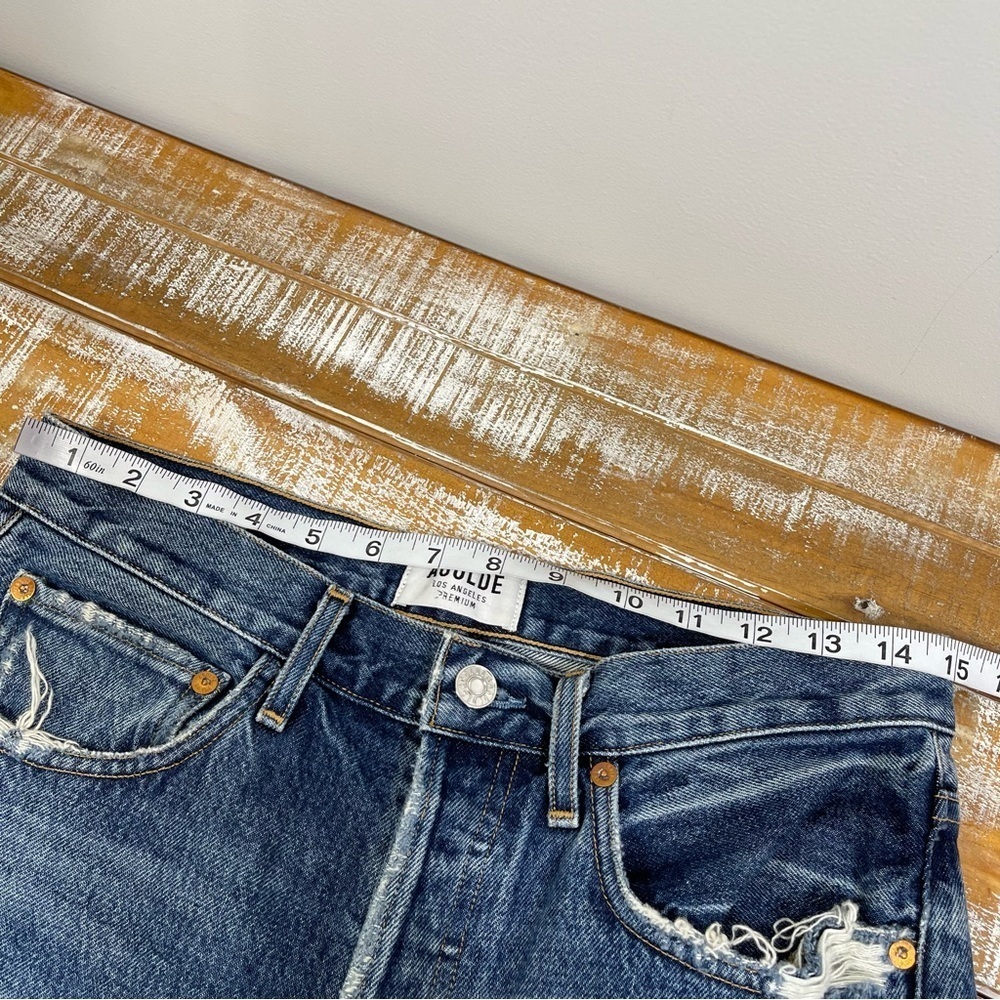 Agolde Womens 90s High Rise Loose Fit Distressed Blue Jeans Psyche Wash Size 27 - Picture 10 of 15